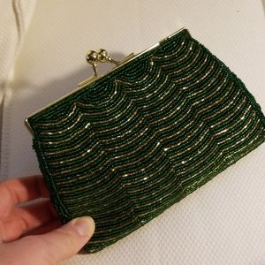 Green and gold clutch